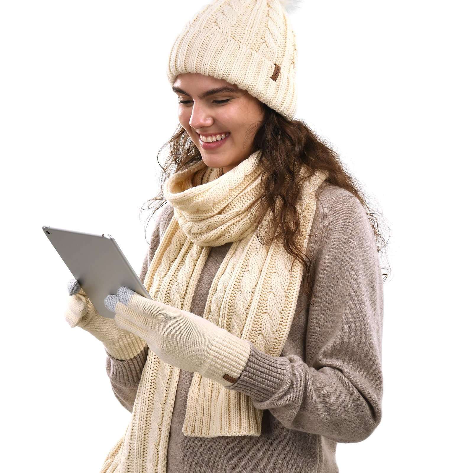 Conjunto de Gorro, Cachecol e Luvas Elegante para o Inverno