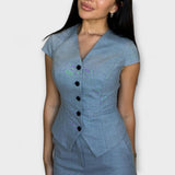 Ivy - Conjunto Elegante de Top com Decote em V e Calças