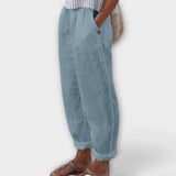 Clara – Calças com Cintura Macia e Bolsos Laterais Práticos