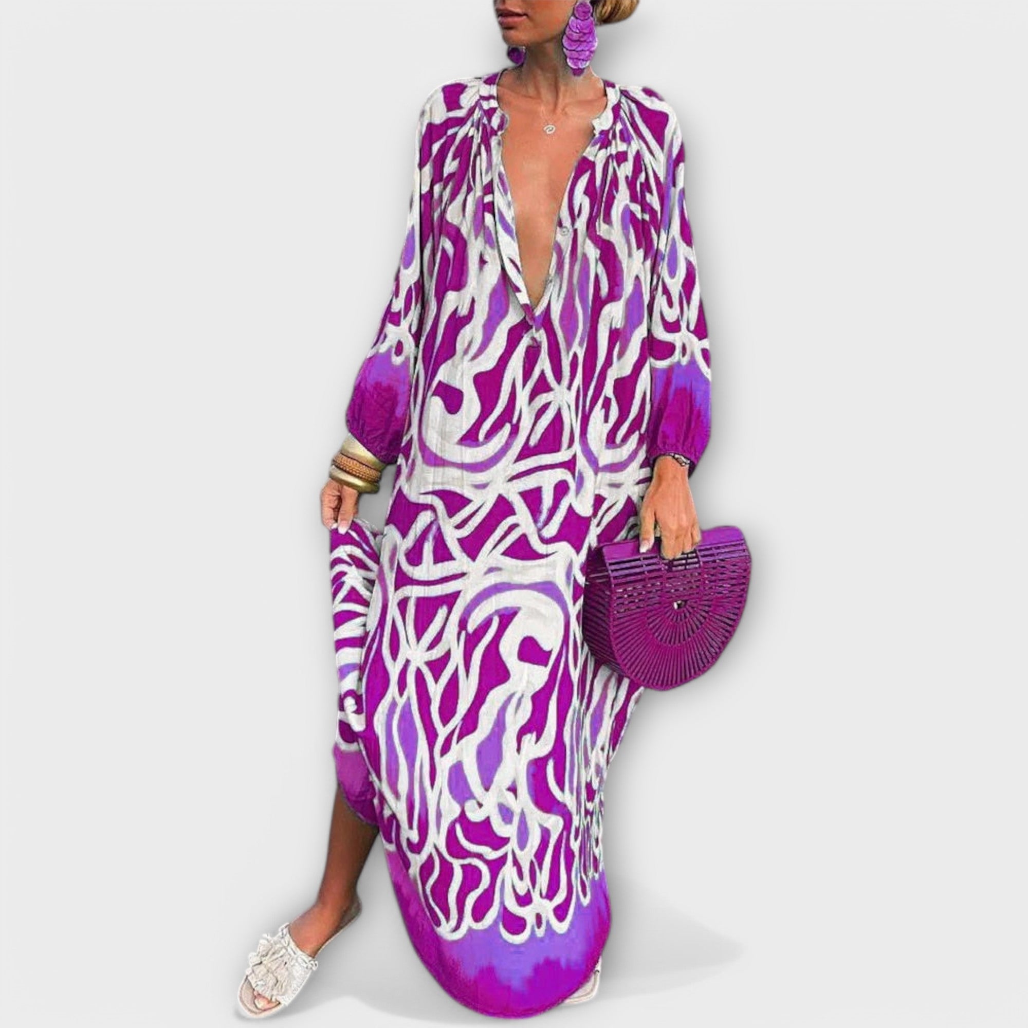 Alice - Vestido Maxi Boémio de Manga Longa