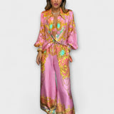 Sage - Camisa Relaxada de Sereia e Conjunto de Calças com Cintura Elástica