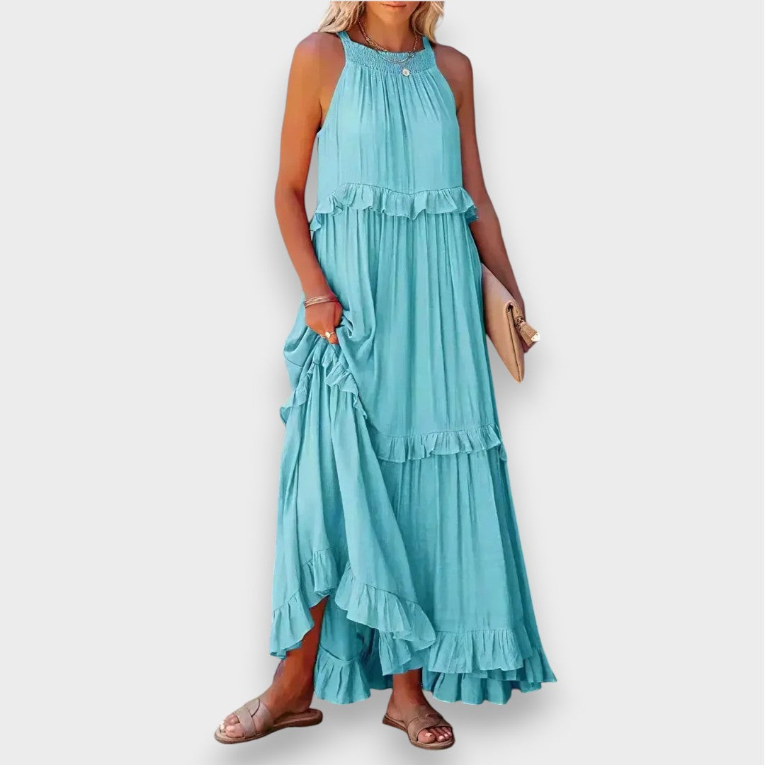 Alina | Vestido Sem Mangas com Detalhe em Renda