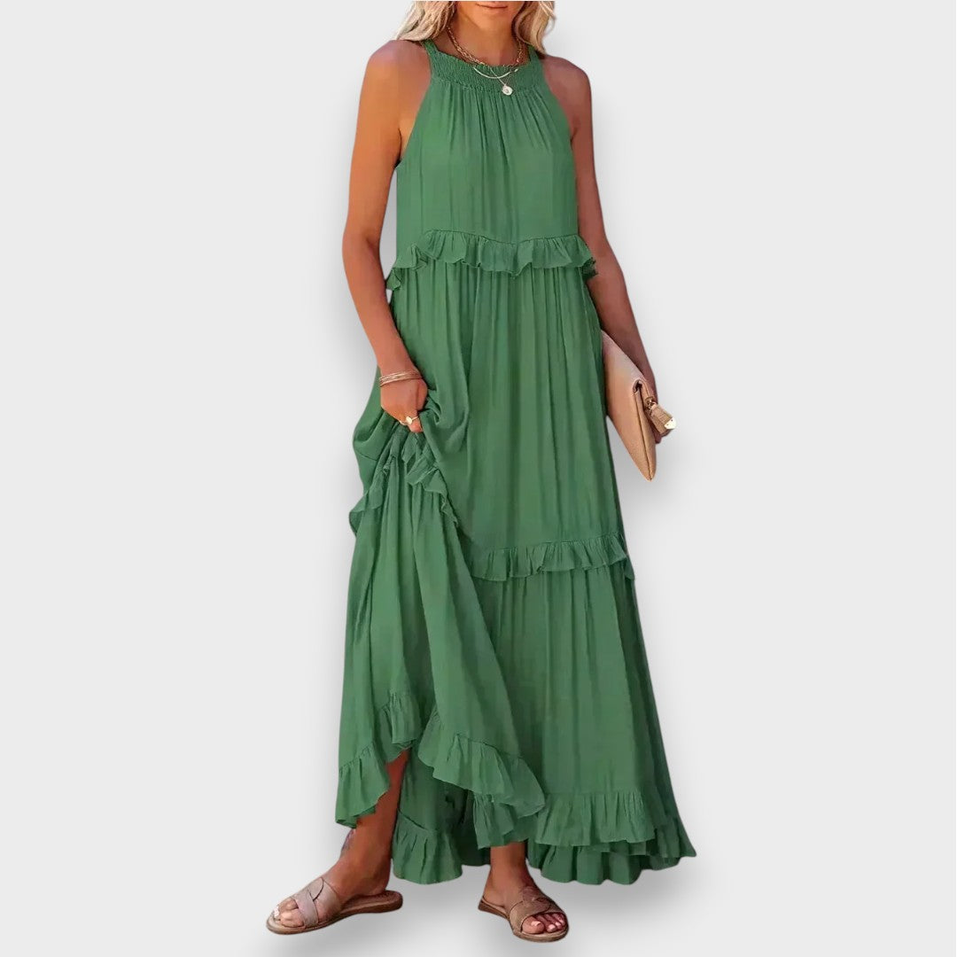 Alina | Vestido Sem Mangas com Detalhe em Renda