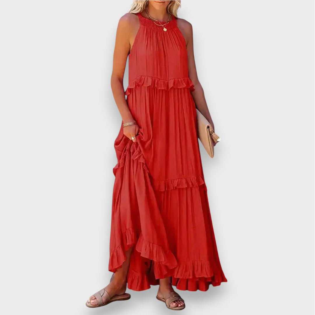 Alina | Vestido Sem Mangas com Detalhe em Renda