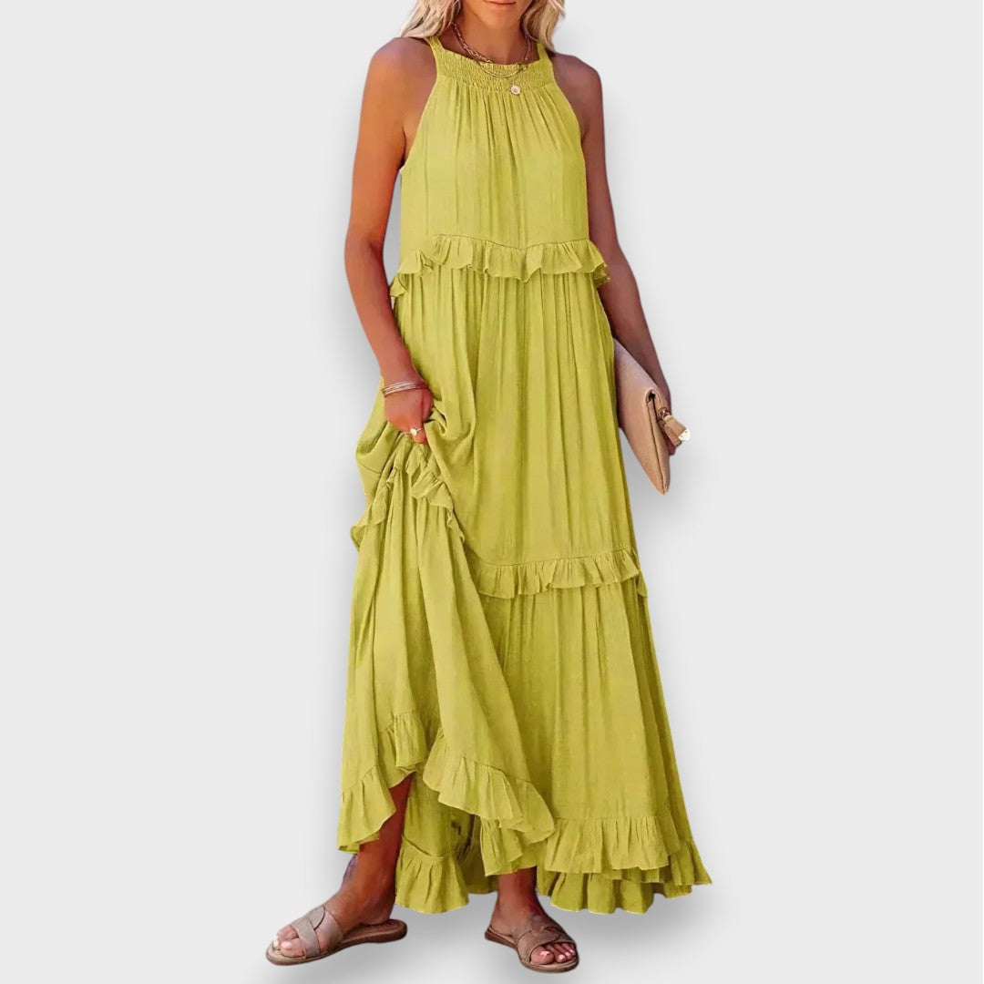 Alina | Vestido Sem Mangas com Detalhe em Renda