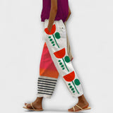 Airish – Calças Casuais com Botões Impressos Característicos